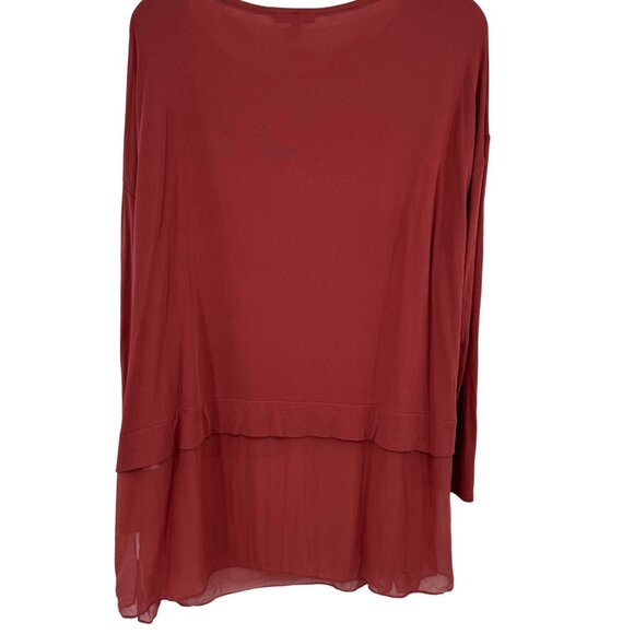 Eileen Fisher Women's Long Sleeve Tunic Top Size Medium Silk Blend red - Picture 7 of 9